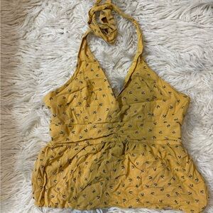 American Eagle Outfitters Mustard Floral Halter Top